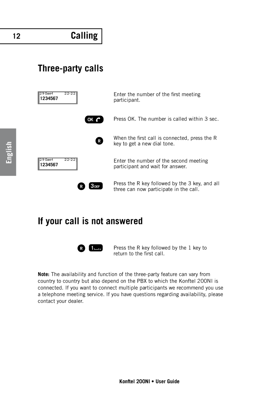 Konftel 200NI manual If your call is not answered, Three-party calls 