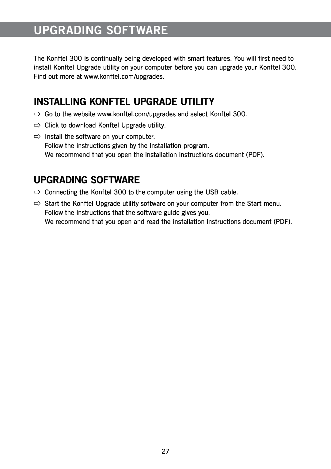 Konftel 300 manual Upgrading Software, Installing Konftel Upgrade Utility 