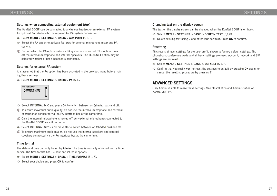 Konftel 300IP manual Advanced settings 