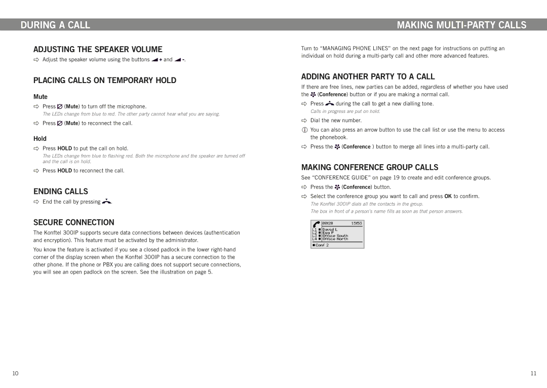 Konftel 300IP manual During a call, Making multi-party calls 