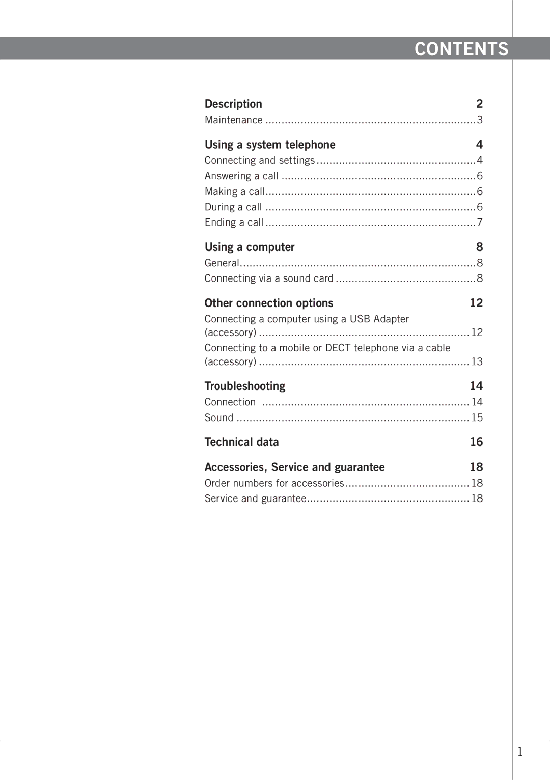 Konftel 50 manual Contents 