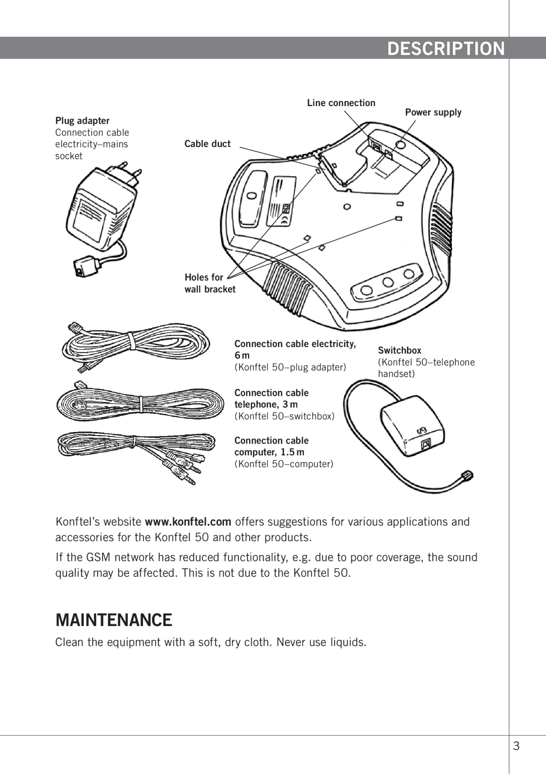 Konftel 50 manual Maintenance 