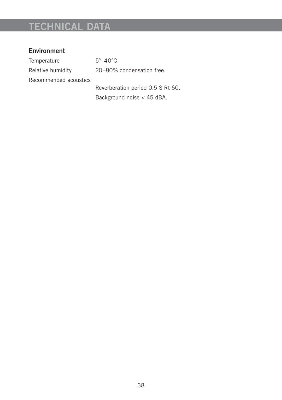 Konftel 55W manual Technical Data, Environment 