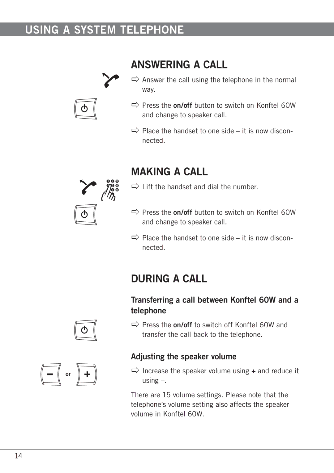 Konftel 60W manual Answering a call 