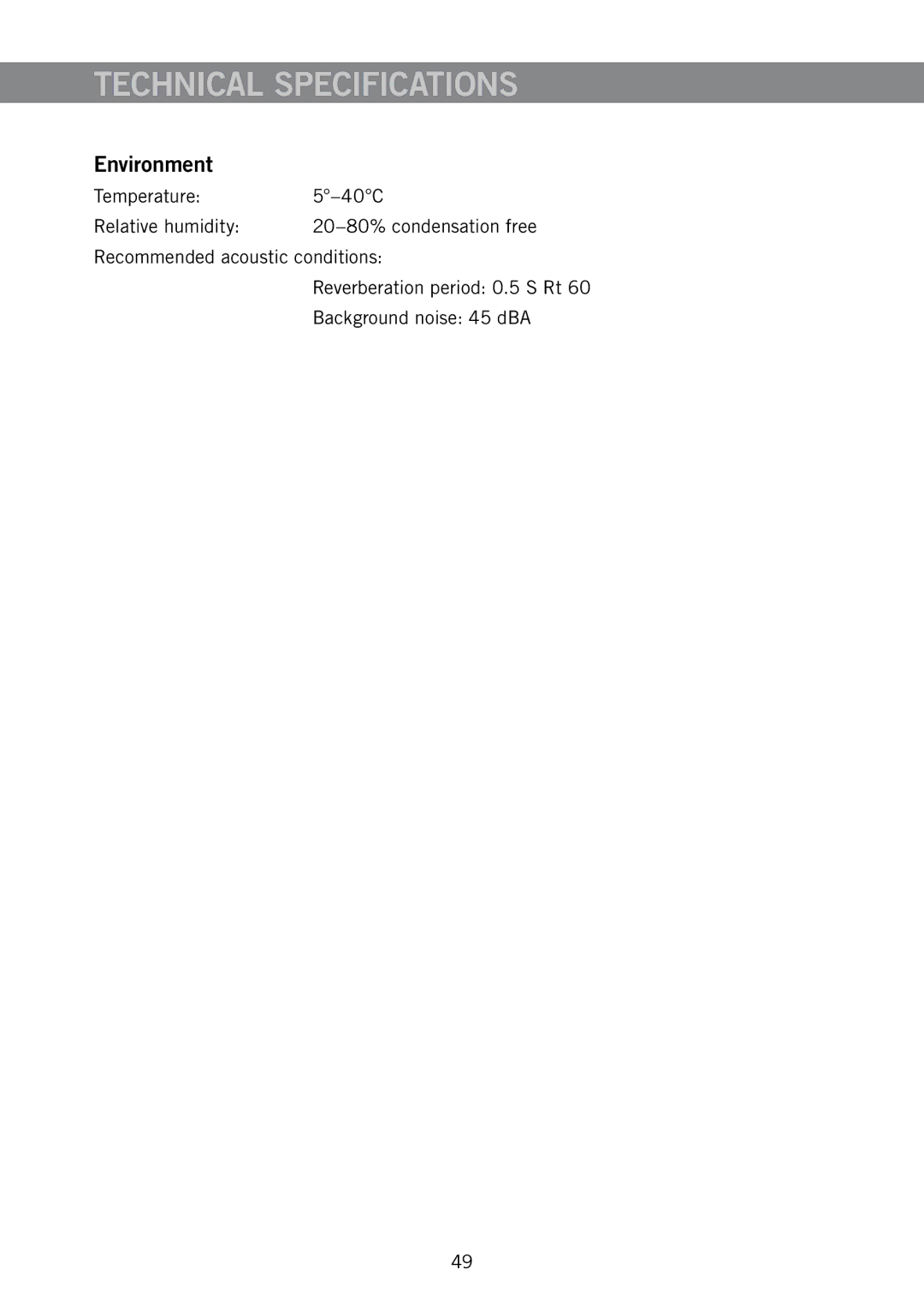 Konftel 910101063 manual Technical Specifications, Environment 