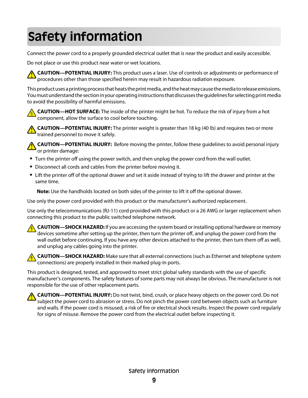 Konftel G510-7276-00 manual Safety info rm ation 