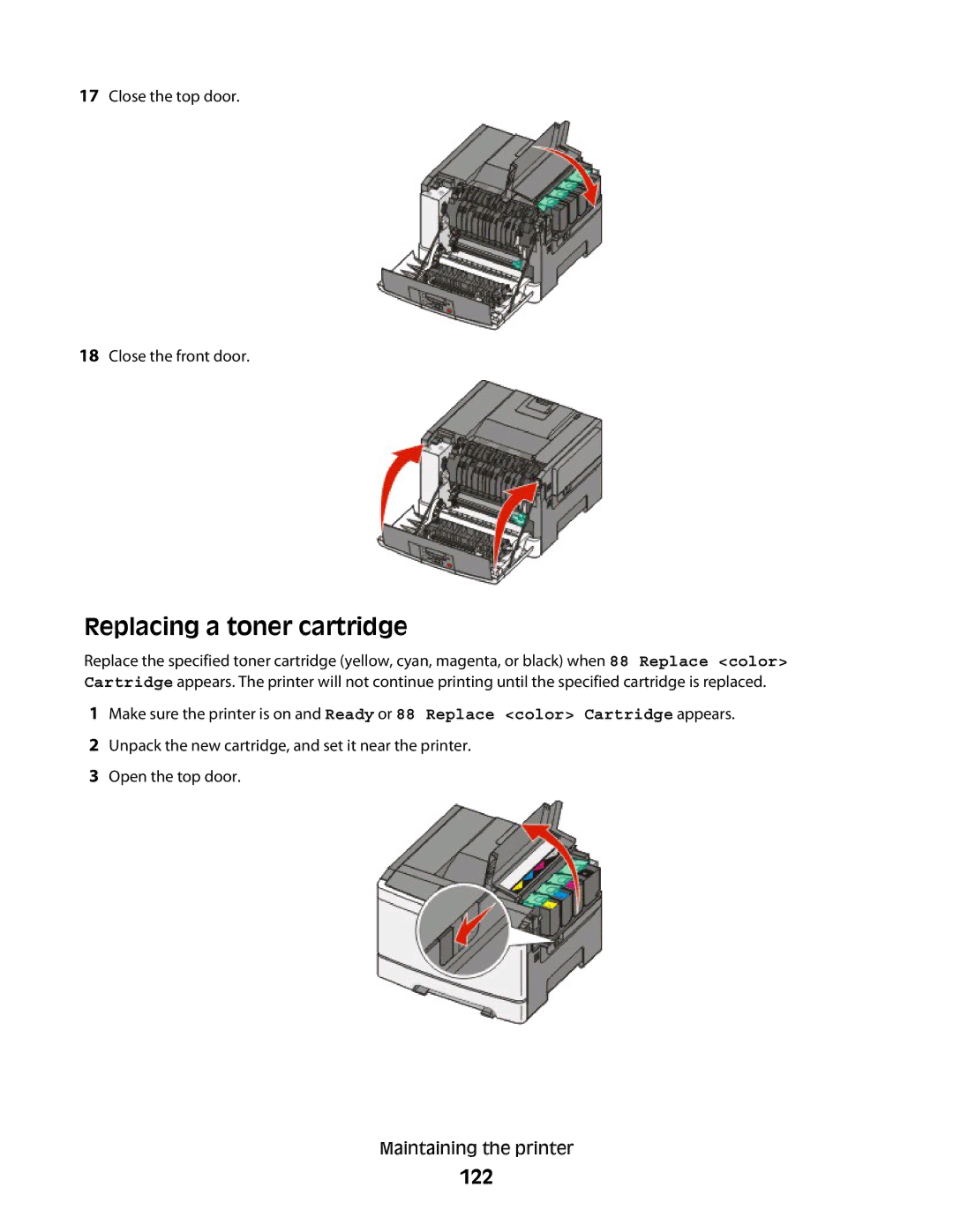 Konftel G510-7276-00 manual Replacing a toner cartridge, 122 