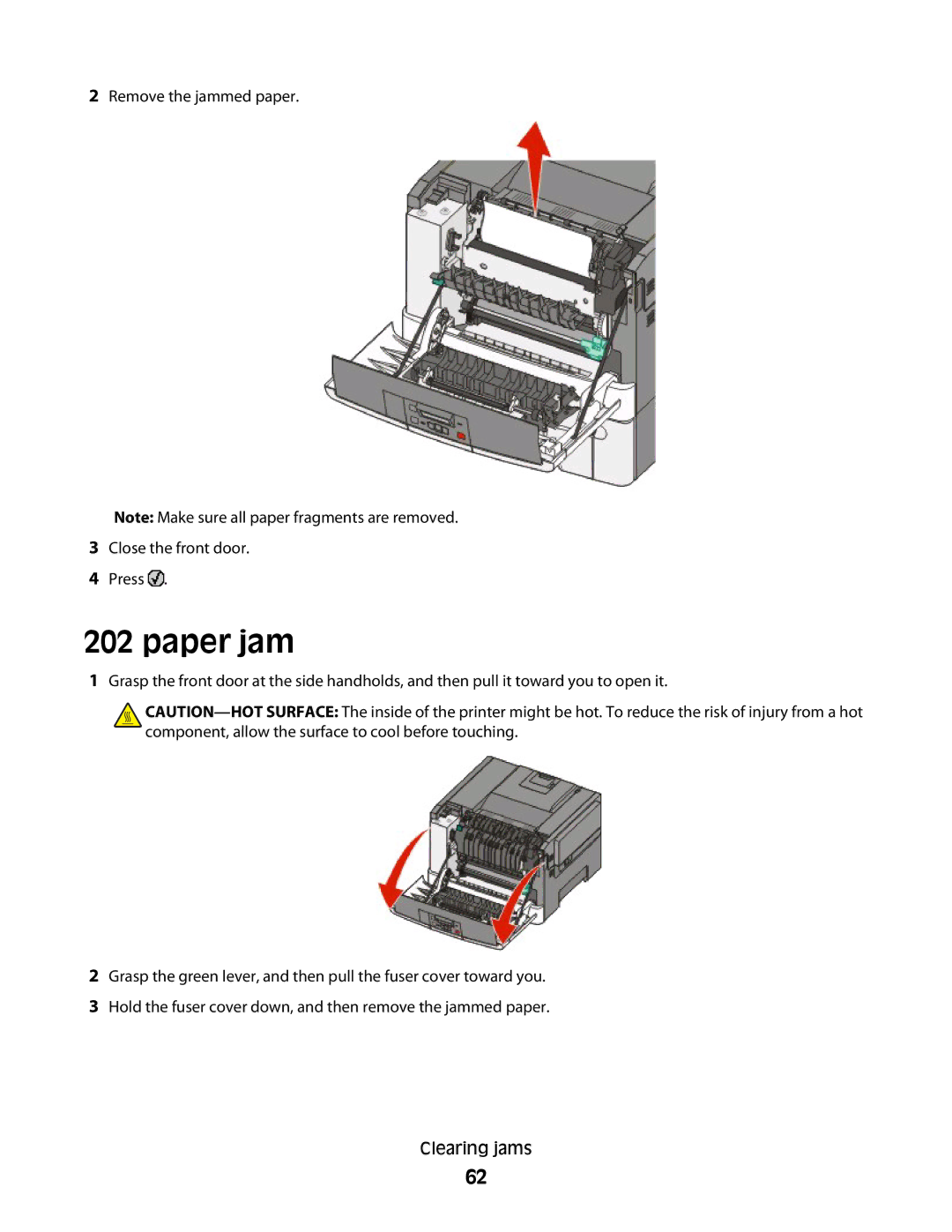 Konftel G510-7276-00 manual Remove the jammed paper Close the front door Press 