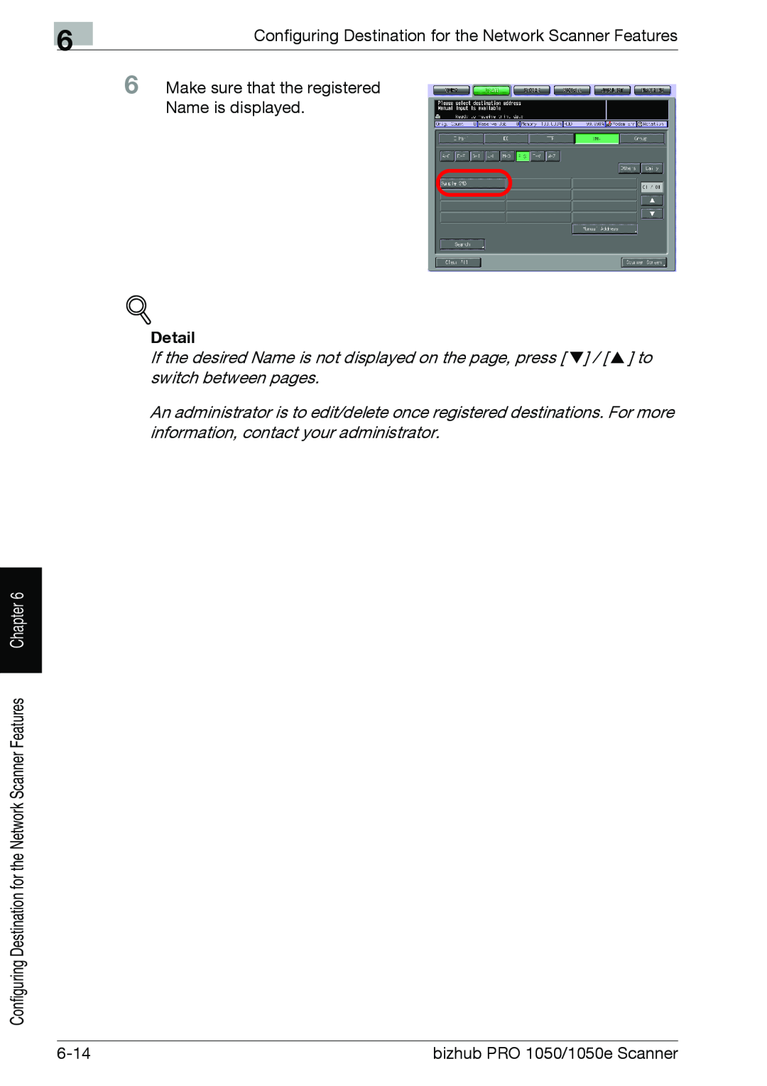 Konica Minolta 1050E appendix Detail, 6-14, bizhub PRO 1050/1050e Scanner 
