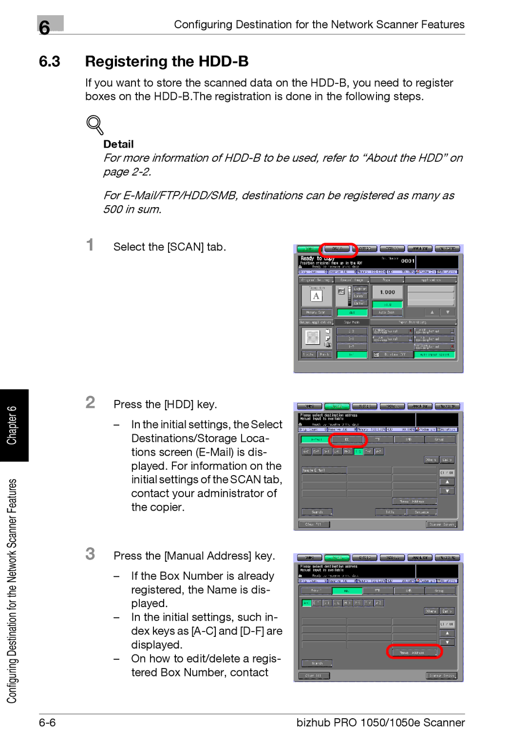 Konica Minolta 1050E appendix Registering the HDD-B 