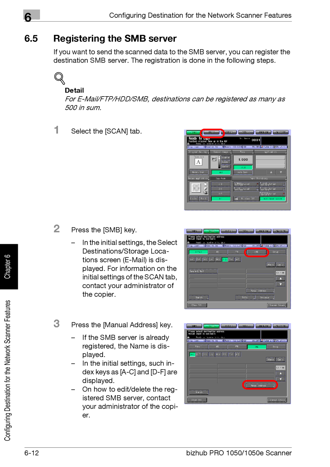 Konica Minolta 1050E appendix Registering the SMB server 