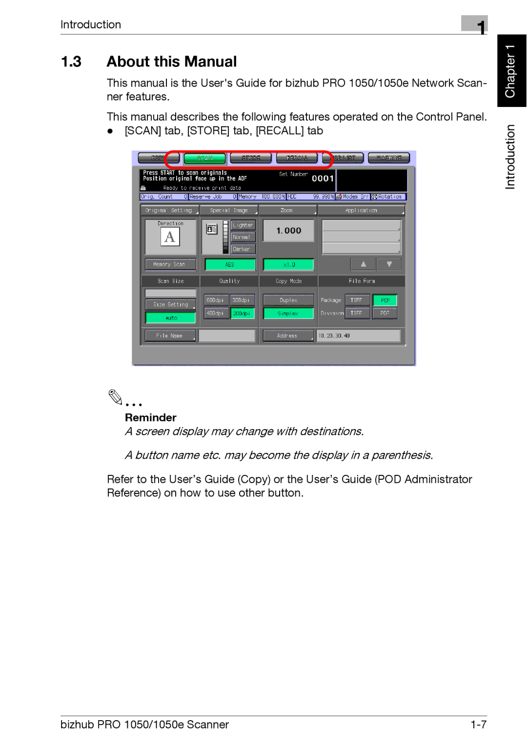 Konica Minolta 1050E appendix About this Manual, Reminder 