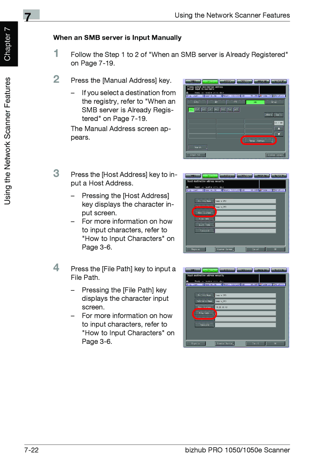 Konica Minolta 1050E appendix When an SMB server is Input Manually 