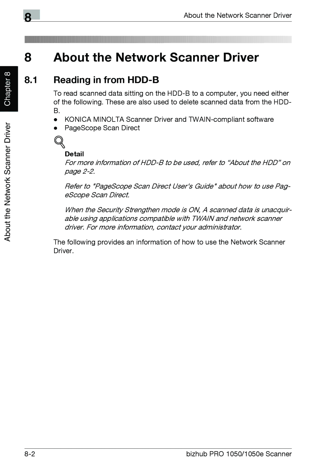 Konica Minolta 1050E appendix Reading in from HDD-B, Detail 