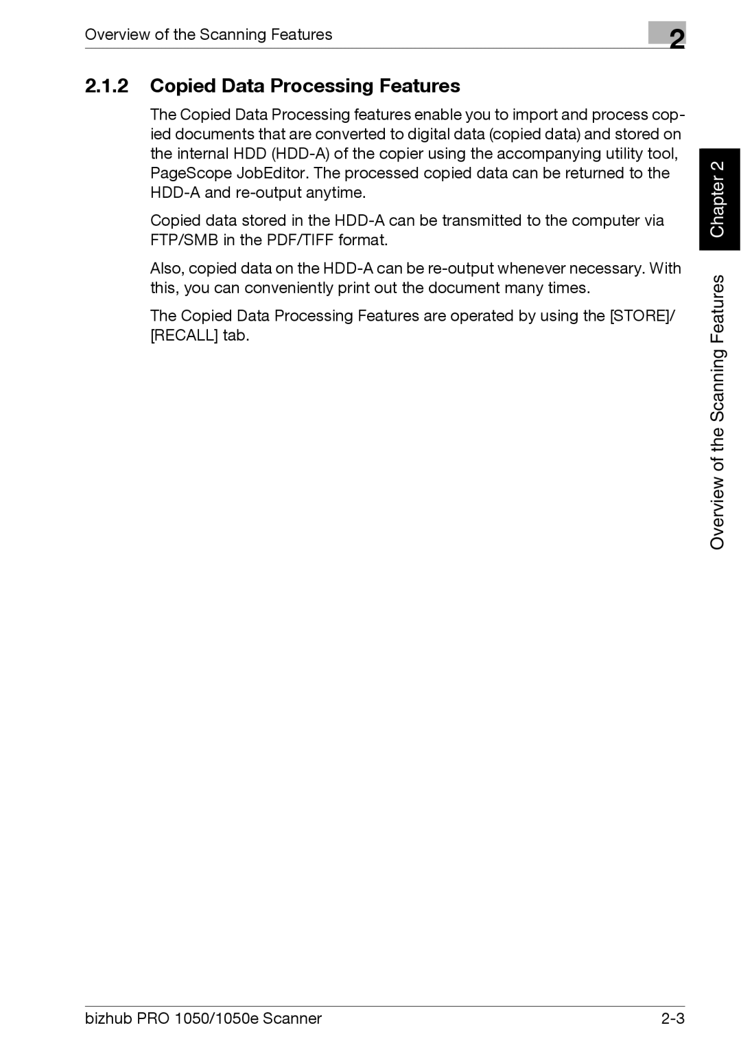 Konica Minolta 1050E appendix Copied Data Processing Features 