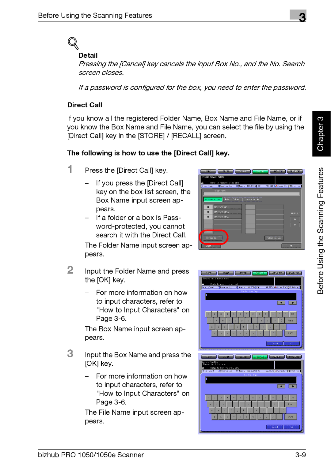 Konica Minolta 1050E appendix Following is how to use the Direct Call key 