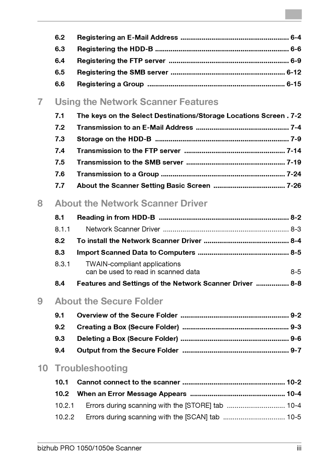 Konica Minolta 1050E appendix Registering an E-Mail Address, 10.1, 10-2, 10.2, 10-4, 10-5 