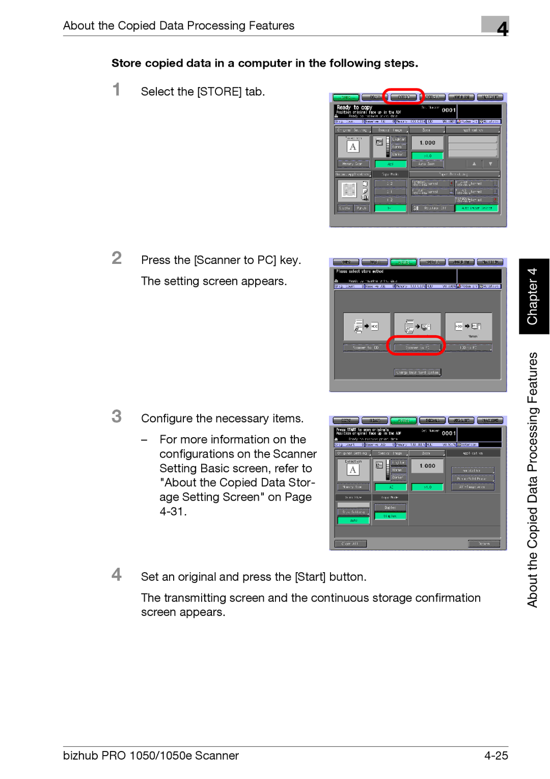 Konica Minolta 1050E appendix Store copied data in a computer in the following steps 