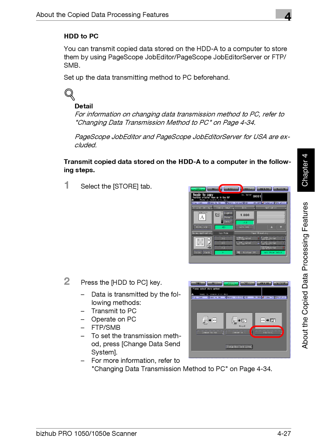 Konica Minolta 1050E appendix HDD to PC, Ftp/Smb 