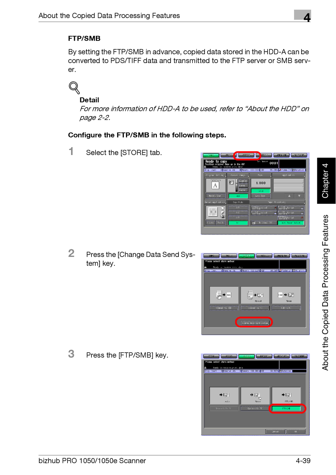 Konica Minolta 1050E appendix Ftp/Smb, Configure the FTP/SMB in the following steps 