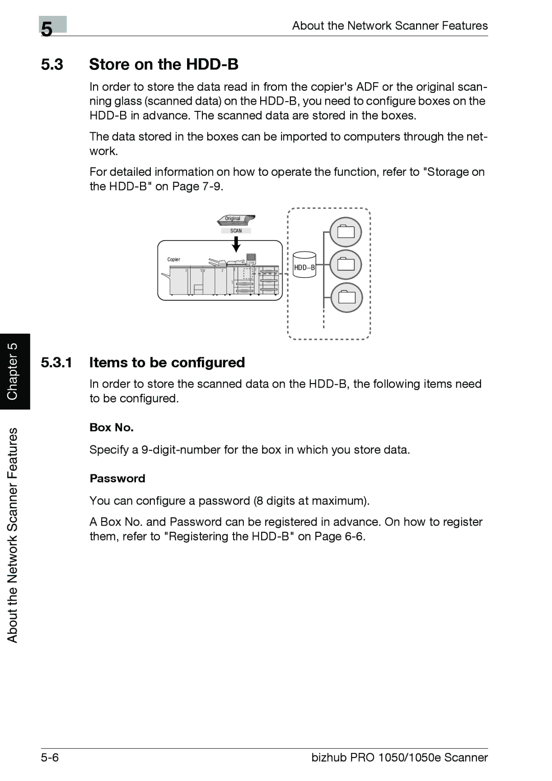 Konica Minolta 1050E appendix Store on the HDD-B, Box No, Password 