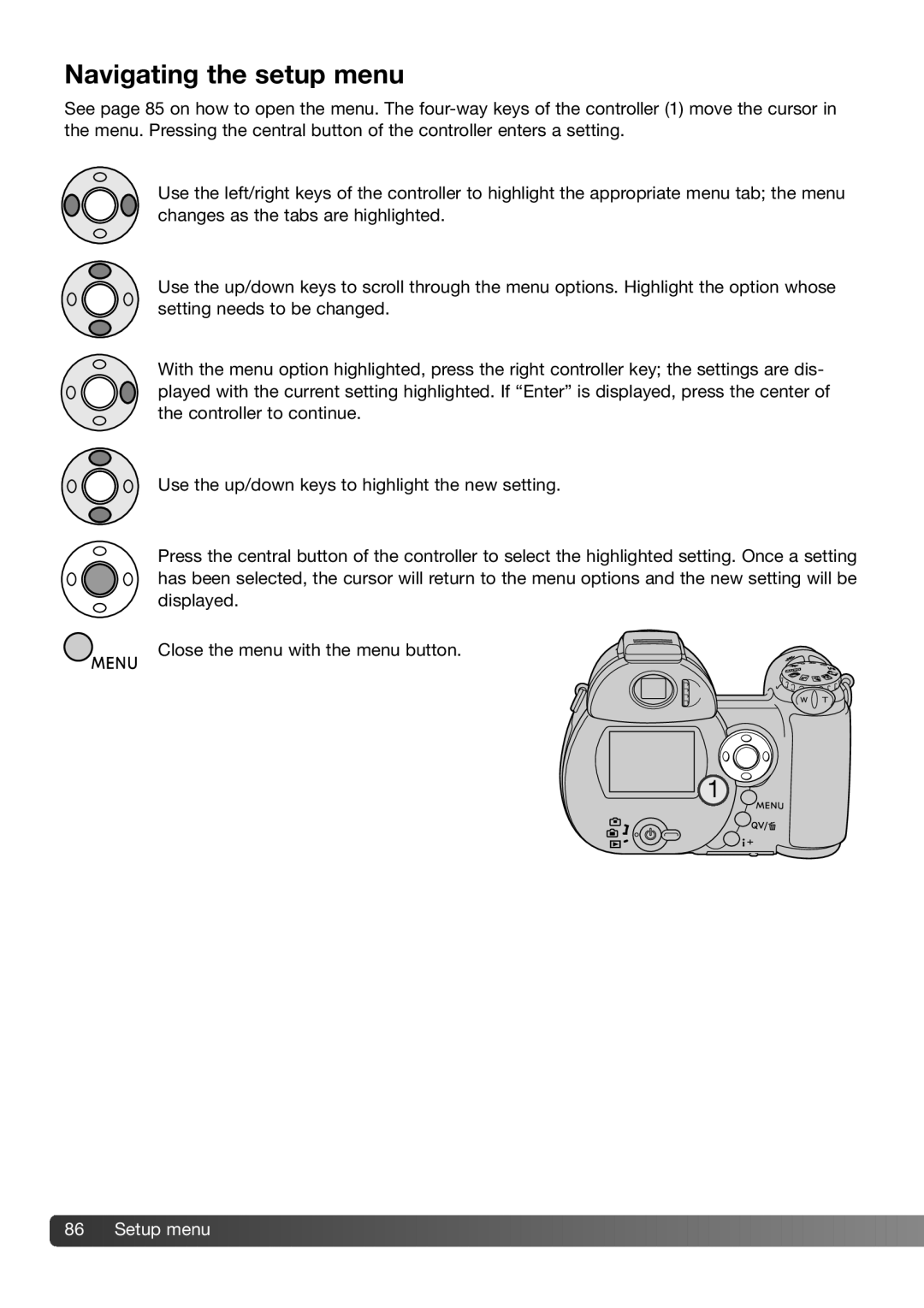 Konica Minolta MS-A406, 109678, 9222-2733-11, 0406 instruction manual Navigating the setup menu 