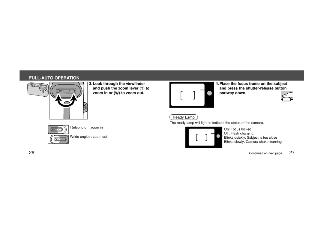 Konica Minolta 115 instruction manual FULL-AUTO Operation, Ready Lamp 