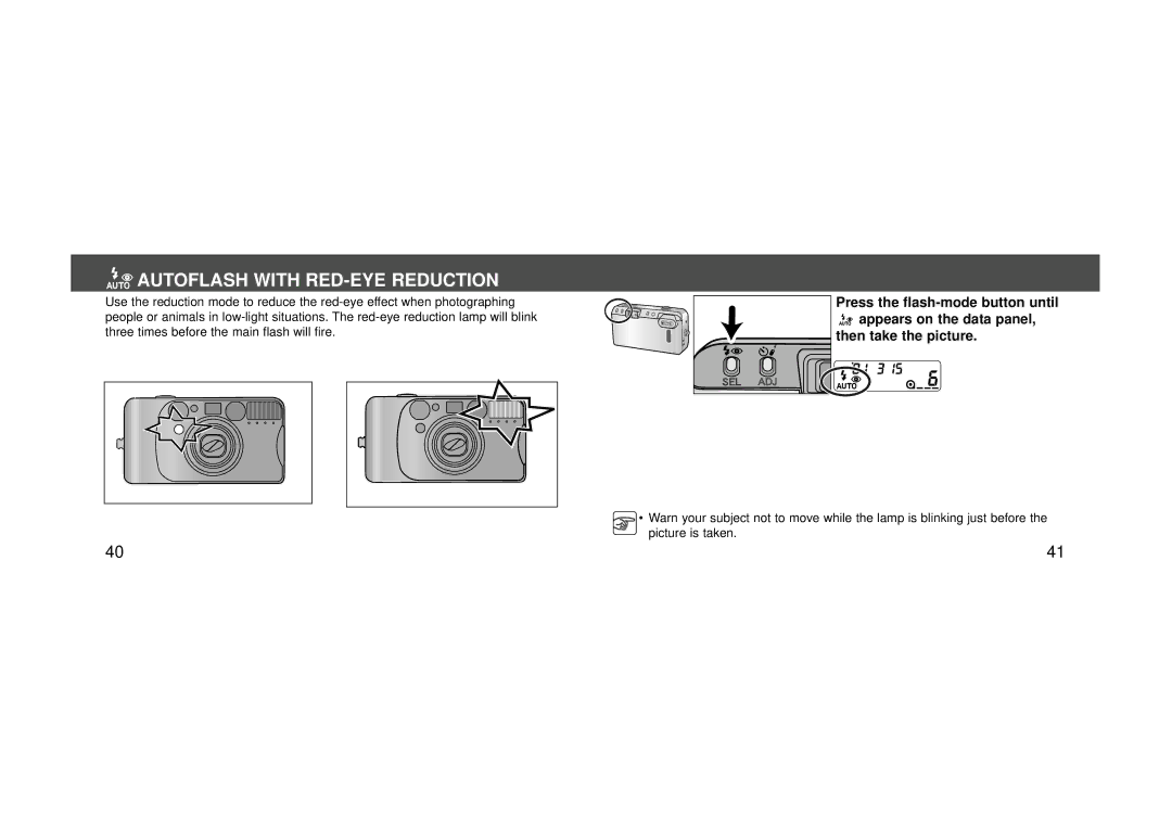 Konica Minolta 115 instruction manual Autoflash with RED-EYE Reduction 