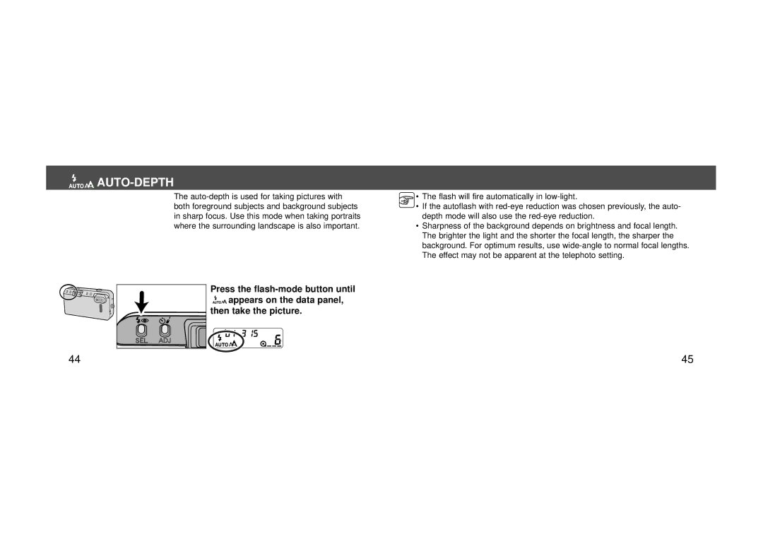 Konica Minolta 115 instruction manual Auto-Depth 