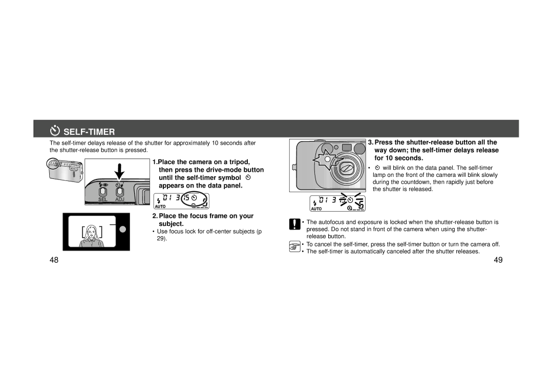 Konica Minolta 115 instruction manual Self-Timer 