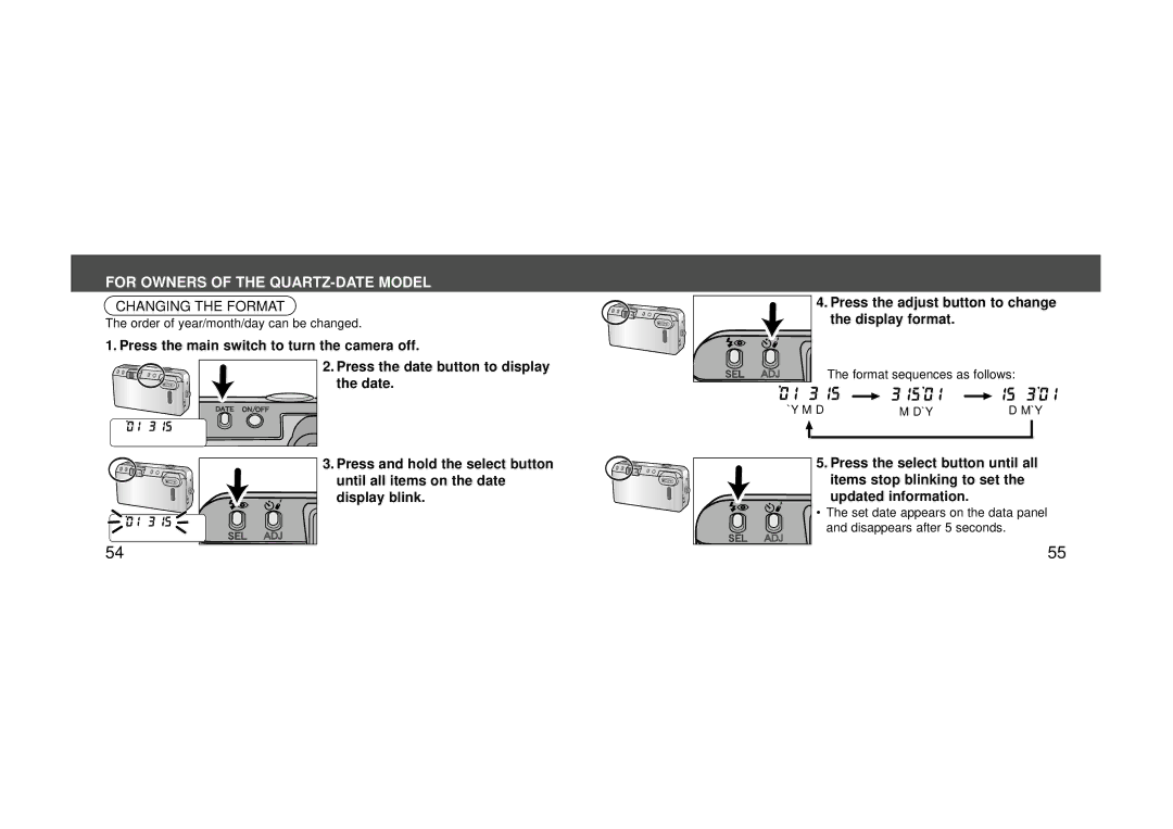 Konica Minolta 115 instruction manual Changing the Format 