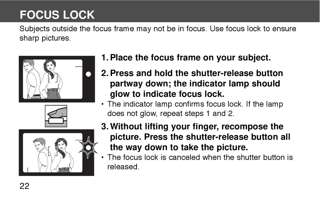 Konica Minolta 130C instruction manual Focus Lock 