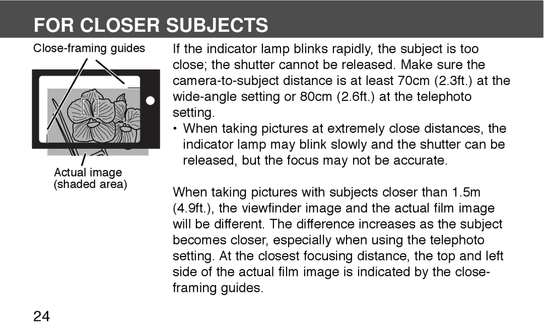 Konica Minolta 130C instruction manual For Closer Subjects 