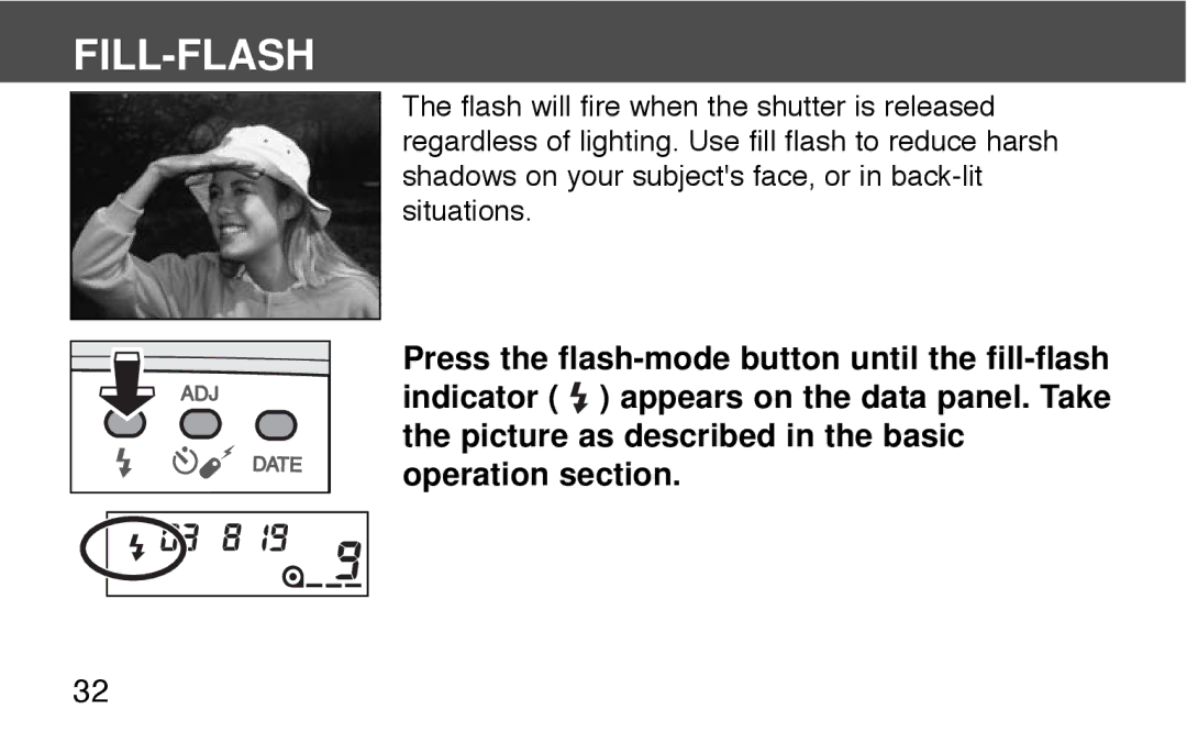 Konica Minolta 130C instruction manual Fill-Flash 