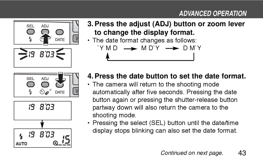 Konica Minolta 130C instruction manual Press the date button to set the date format 