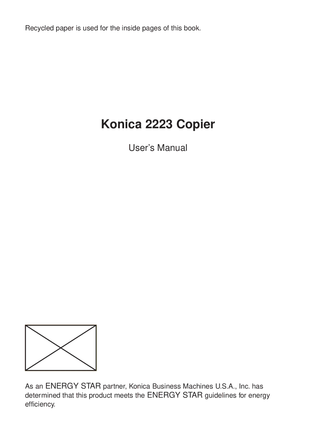 Konica Minolta user manual Konica 2223 Copier, User’s Manual 