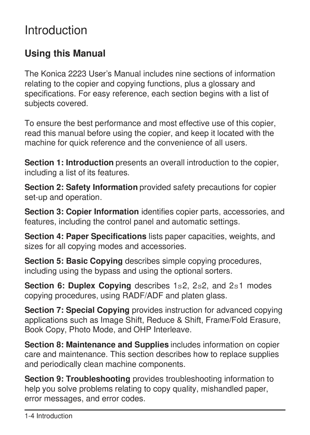 Konica Minolta 2223 user manual Using this Manual 