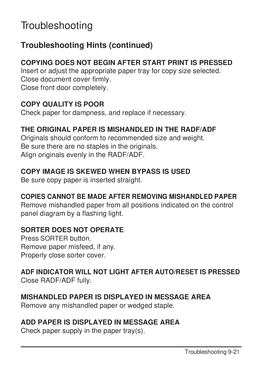 Konica Minolta 2223 user manual ADD Paper is Displayed in Message Area 