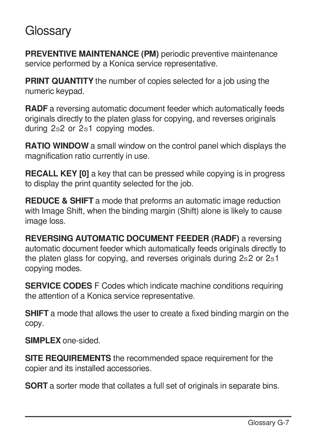 Konica Minolta 2223 user manual Glossary G-7 