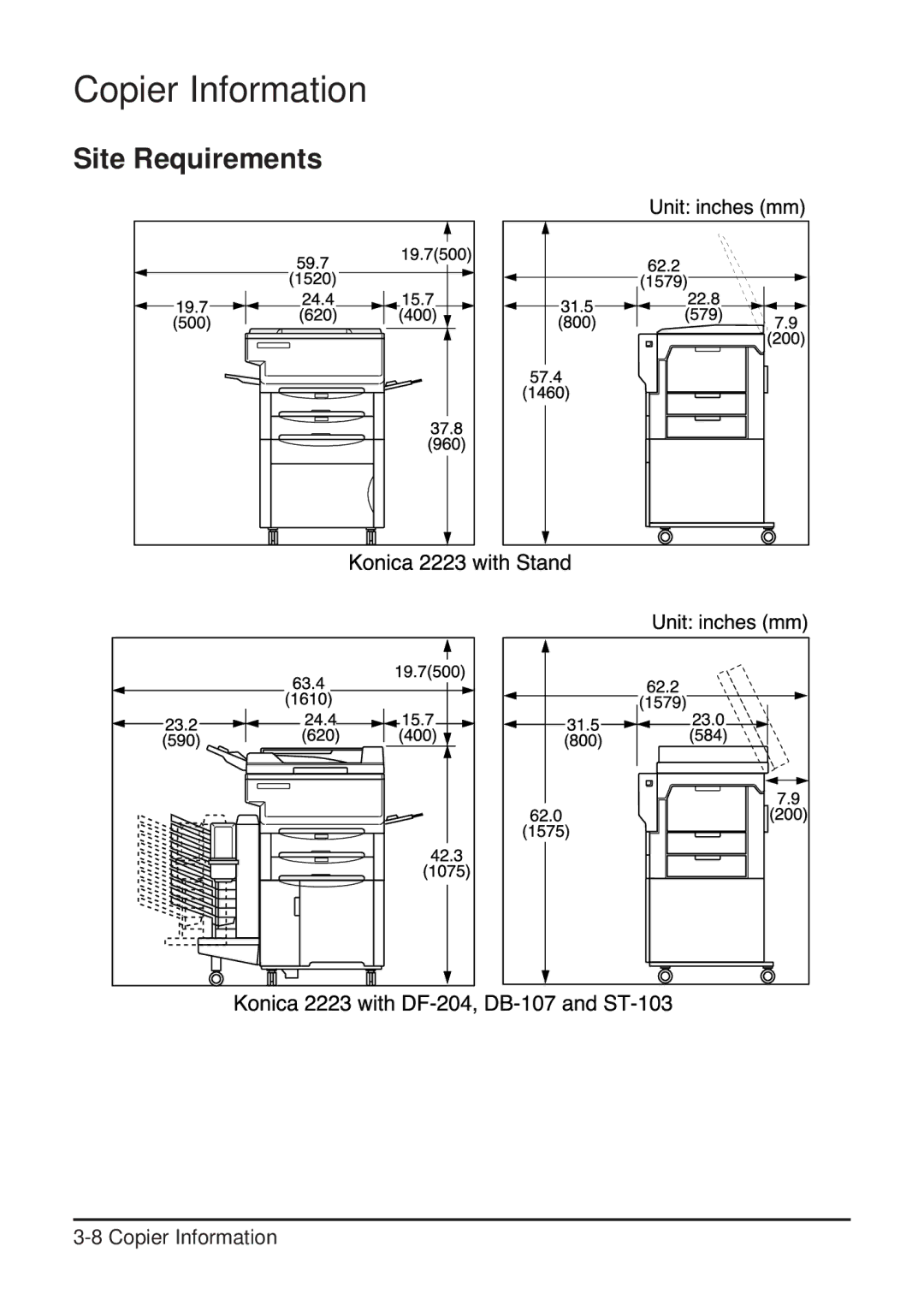 Konica Minolta 2223 user manual Site Requirements 