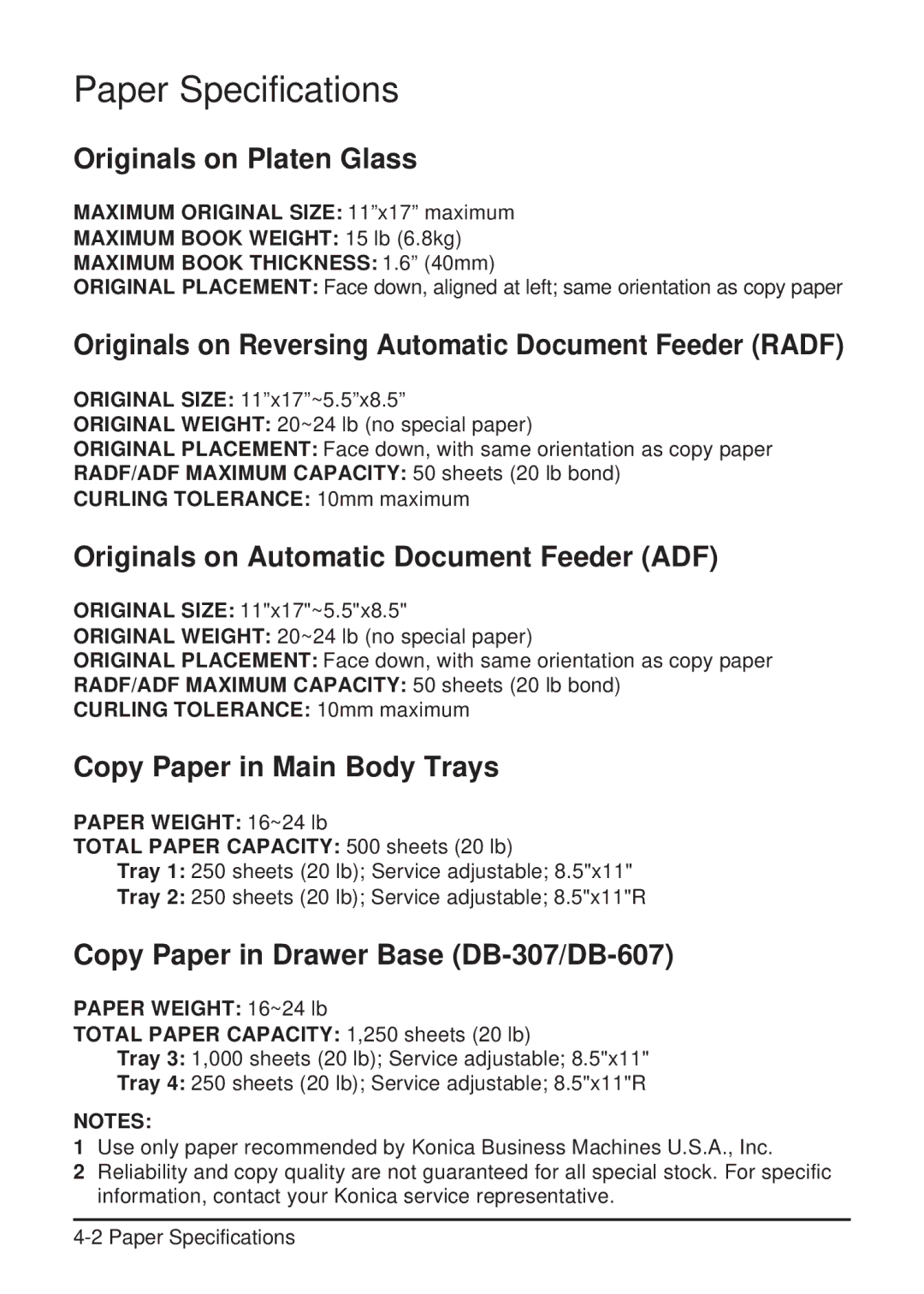 Konica Minolta 2223 user manual Originals on Platen Glass, Originals on Reversing Automatic Document Feeder Radf 