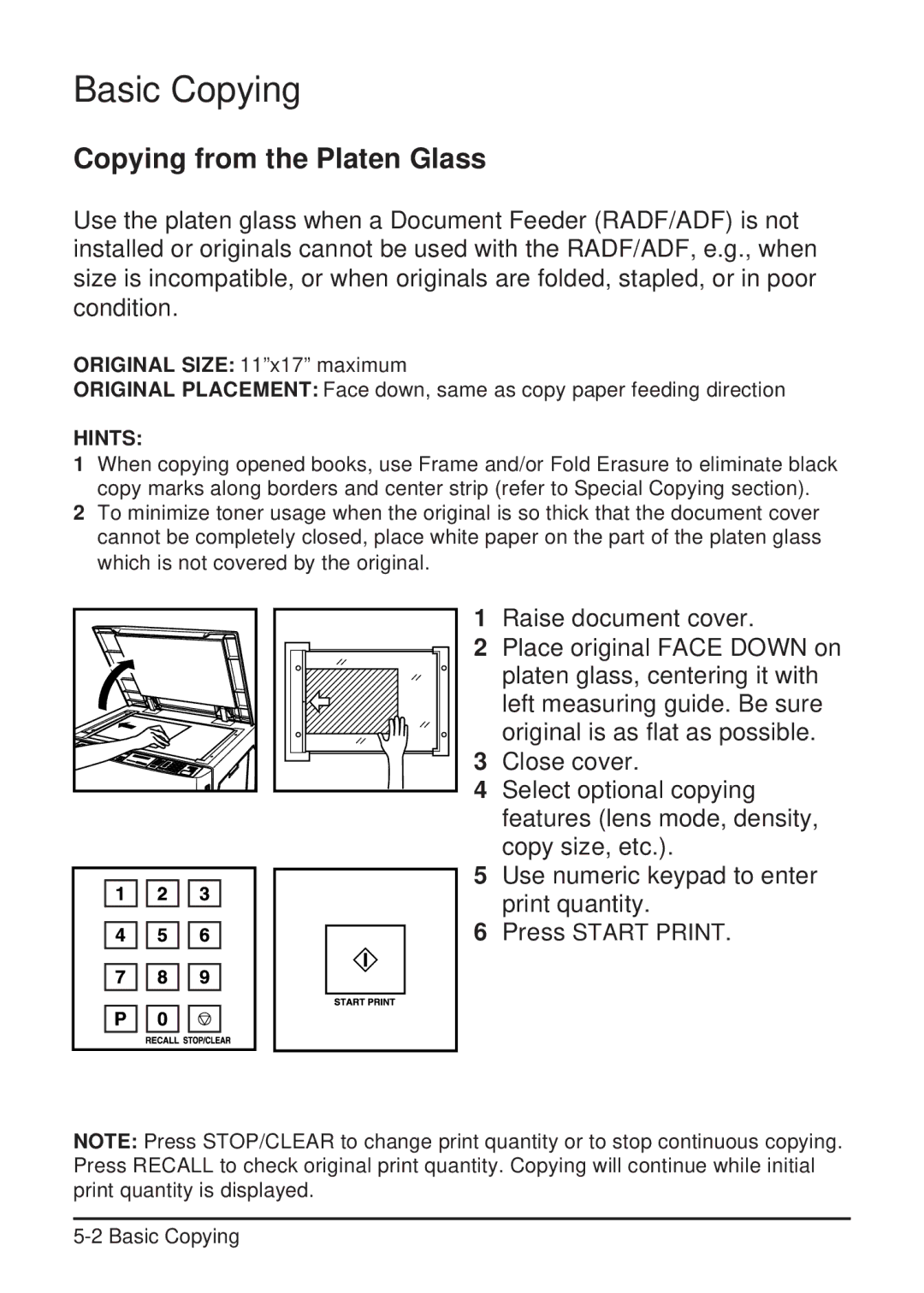 Konica Minolta 2223 user manual Basic Copying, Copying from the Platen Glass 