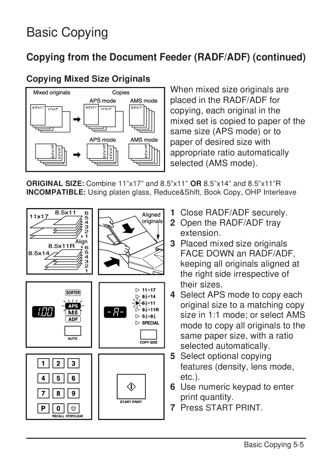 Konica Minolta 2223 user manual Copying Mixed Size Originals 