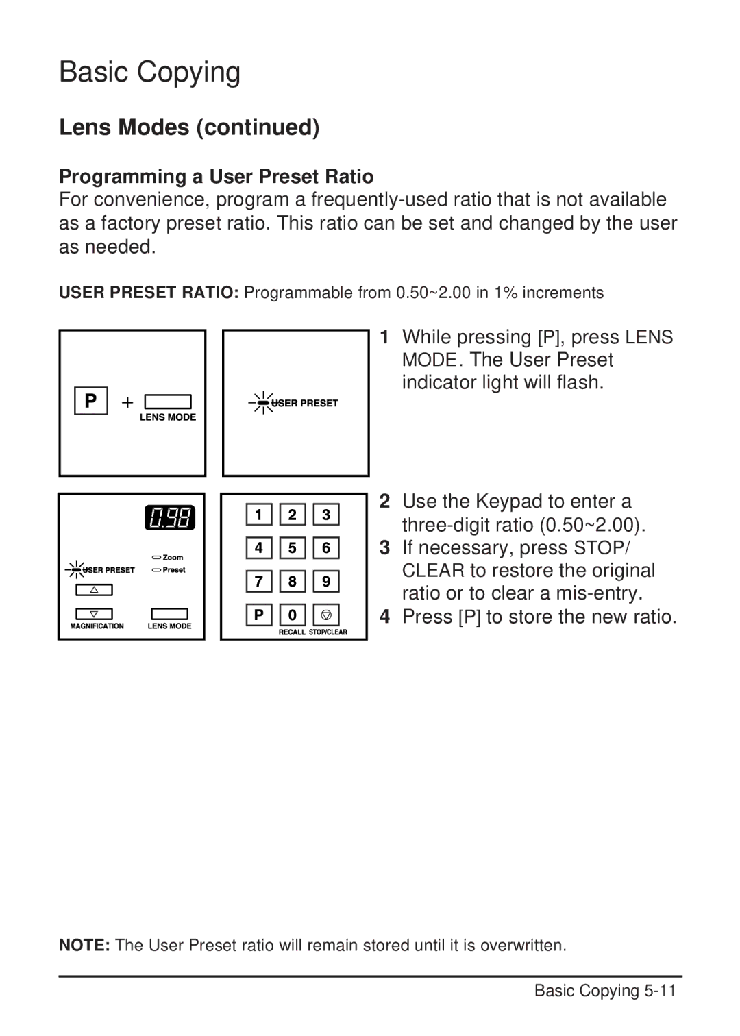 Konica Minolta 2223 user manual Programming a User Preset Ratio 