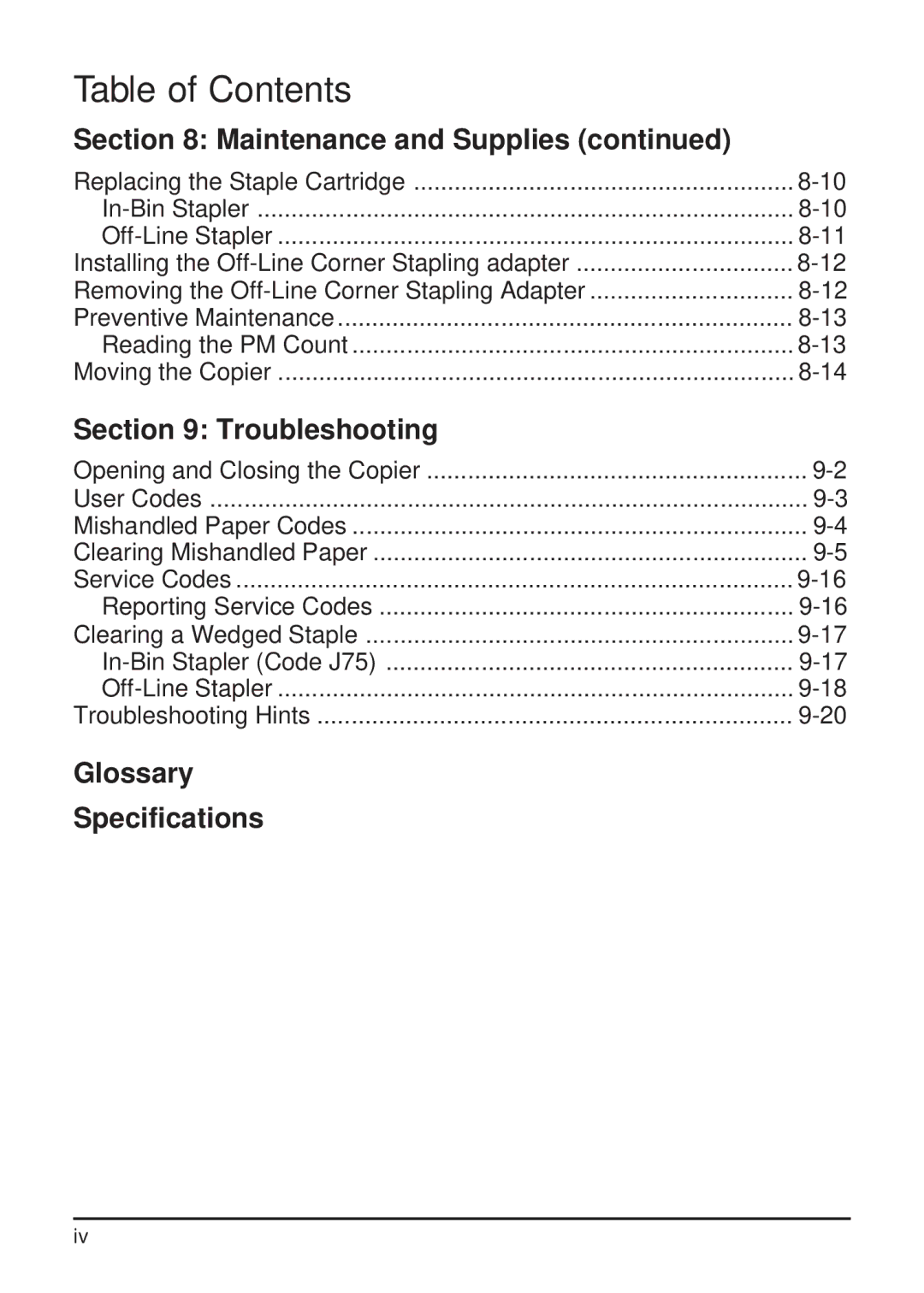 Konica Minolta 2223 user manual Troubleshooting, Glossary Specifications 