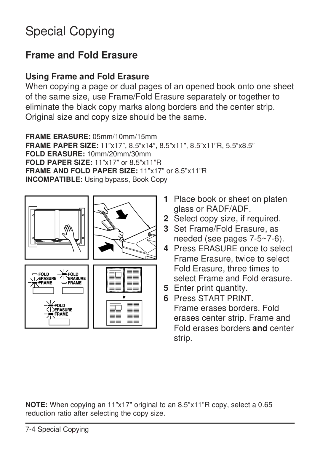 Konica Minolta 2223 user manual Using Frame and Fold Erasure 