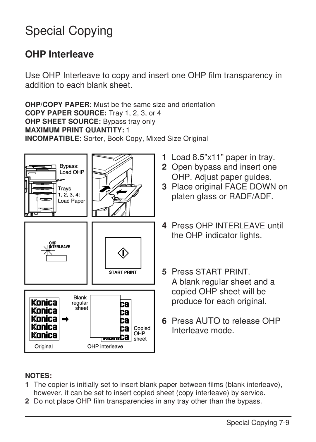 Konica Minolta 2223 user manual OHP Interleave 