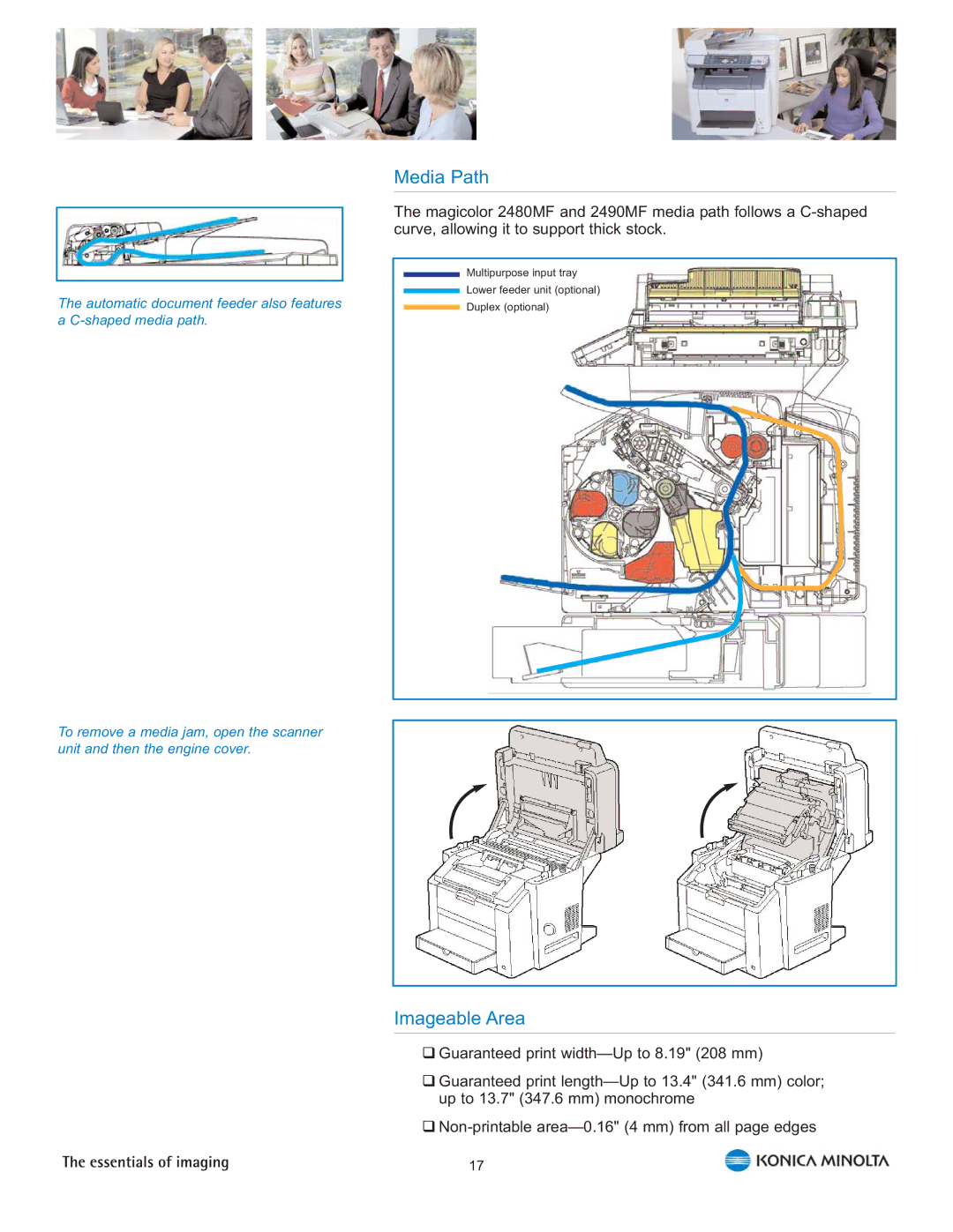 Konica Minolta 2490 MF, 2480 MF manual Media Path, Imageable Area 