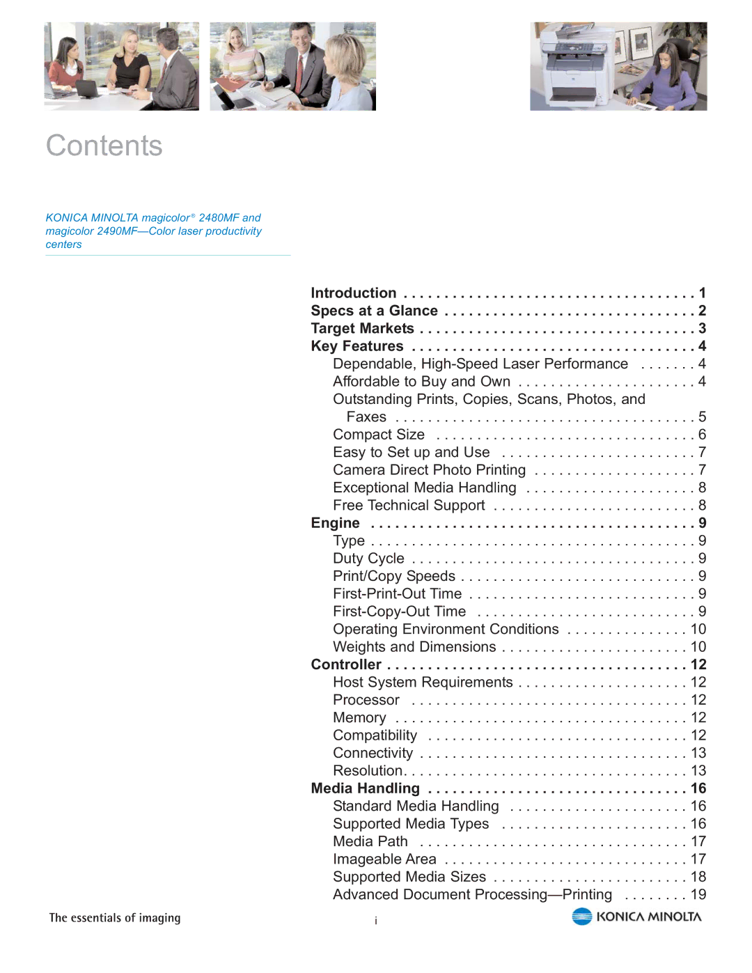 Konica Minolta 2490 MF, 2480 MF manual Contents 