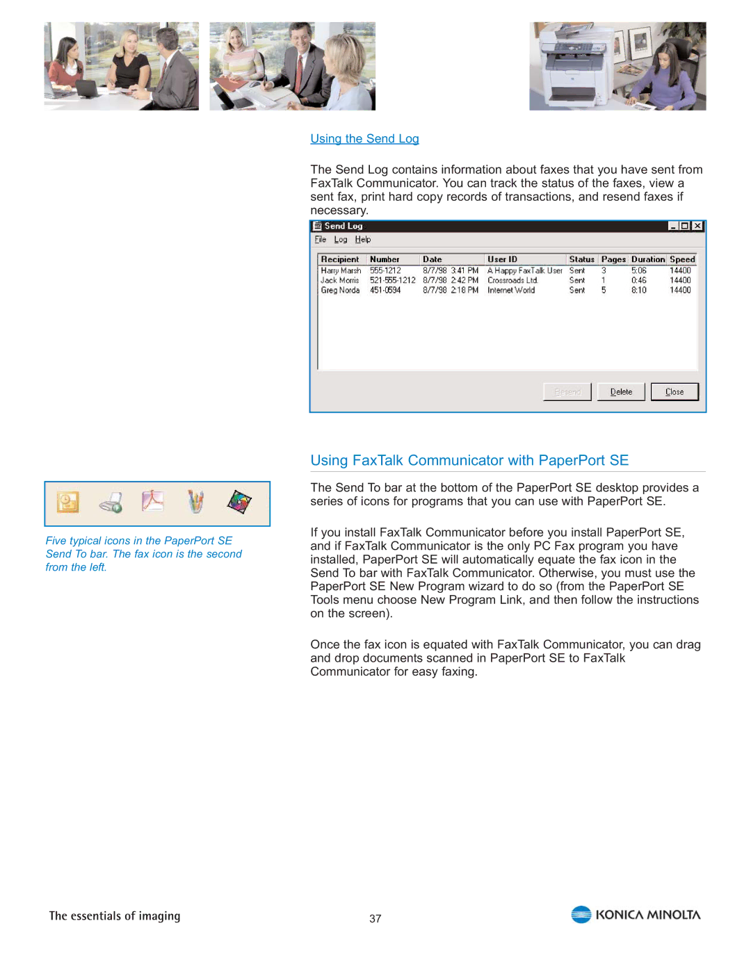 Konica Minolta 2490 MF, 2480 MF manual Using FaxTalk Communicator with PaperPort SE 